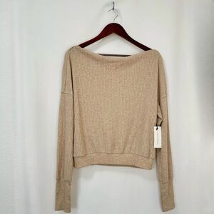 🔹TREASURE & BOND Tan Oatmeal Boat Neck Long Sleeve Sweater